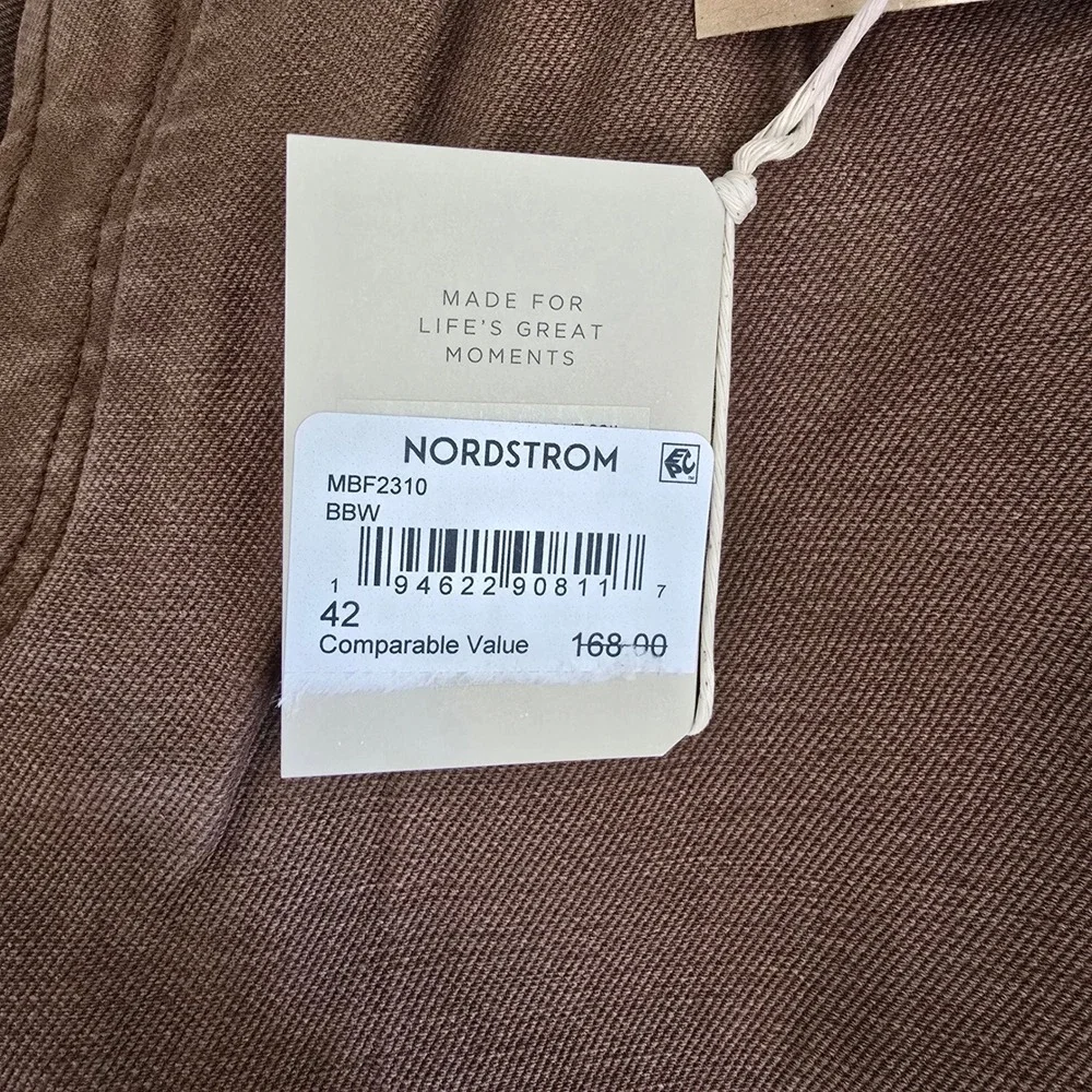 Faherty Stretch Terry 5-Pocket Pants Mens 42x32 Brown Garment Dyed MBF2310 NEW